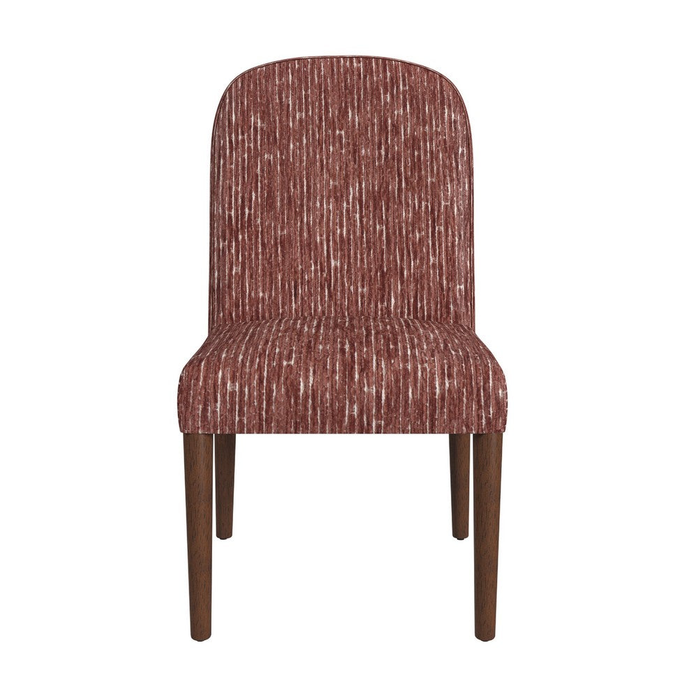 Mio Dining Chair with Rounded Back, Dark Walnut, Brown Chenille Fabric -BM334503