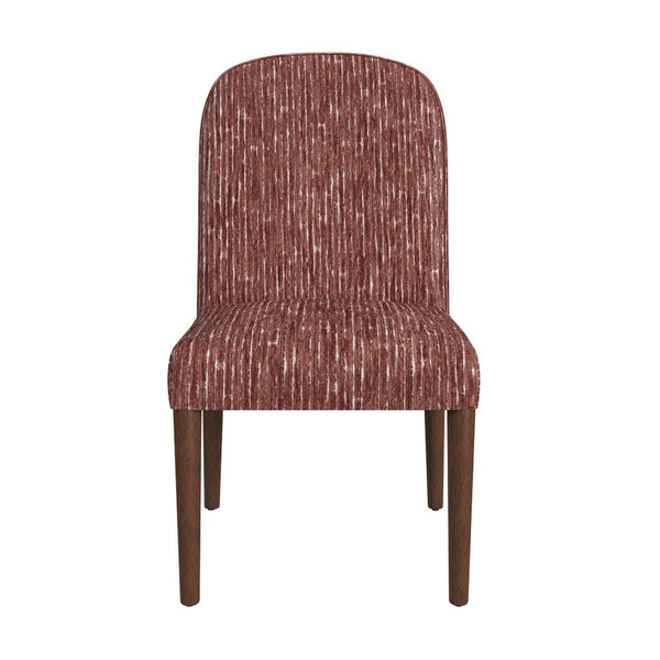 Mio Dining Chair with Rounded Back, Dark Walnut, Brown Chenille Fabric -BM334503