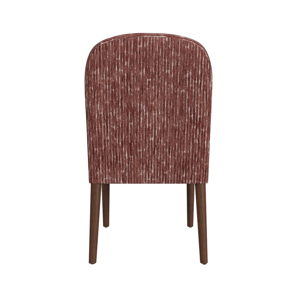Mio Dining Chair with Rounded Back, Dark Walnut, Brown Chenille Fabric -BM334503