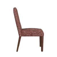 Mio Dining Chair with Rounded Back, Dark Walnut, Brown Chenille Fabric -BM334503