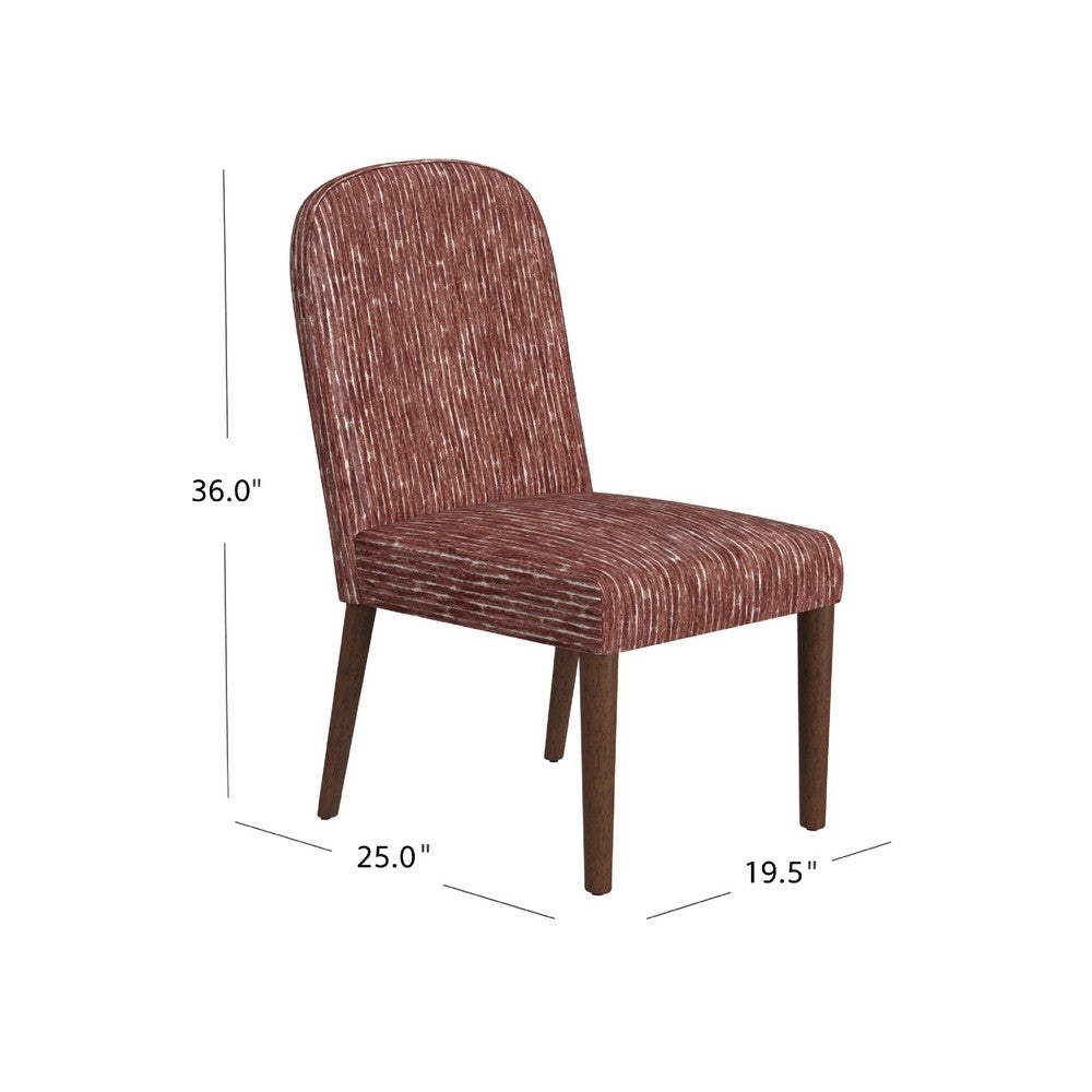 Mio Dining Chair with Rounded Back, Dark Walnut, Brown Chenille Fabric -BM334503