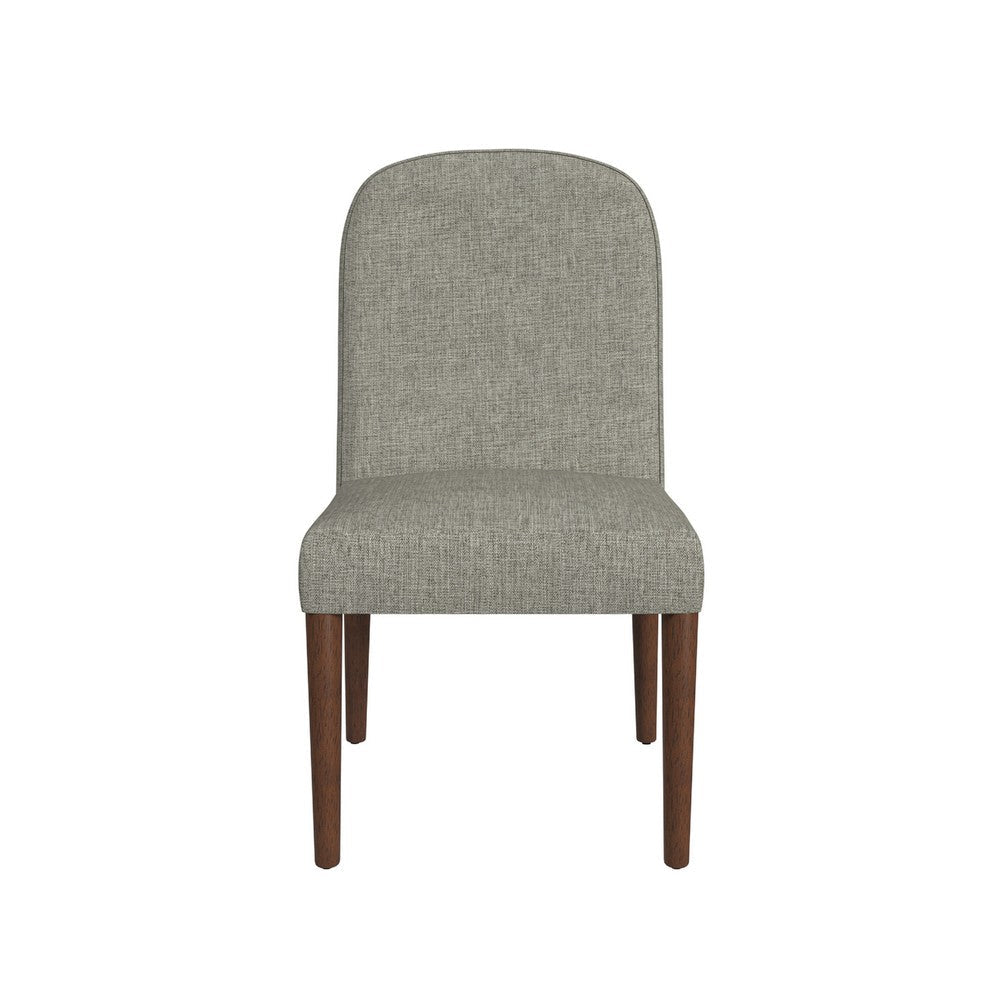 Mio Dining Chair with Rounded Back, Dark Walnut, Gray Woven Fabric -BM334504