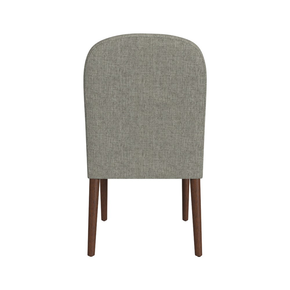 Mio Dining Chair with Rounded Back, Dark Walnut, Gray Woven Fabric -BM334504