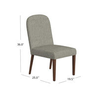 Mio Dining Chair with Rounded Back, Dark Walnut, Gray Woven Fabric -BM334504