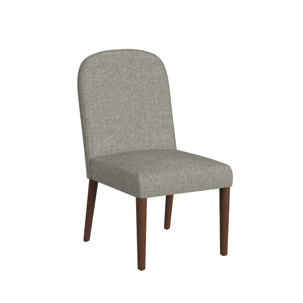 Mio Dining Chair with Rounded Back, Dark Walnut, Gray Woven Fabric -BM334504