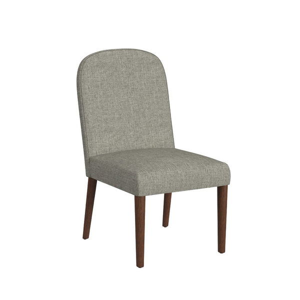 Mio Dining Chair with Rounded Back, Dark Walnut, Gray Woven Fabric -BM334504