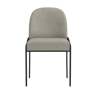 Nik Dining Chair with Curved Backrest, Matte Black Metal, Gray Velvet -BM334505