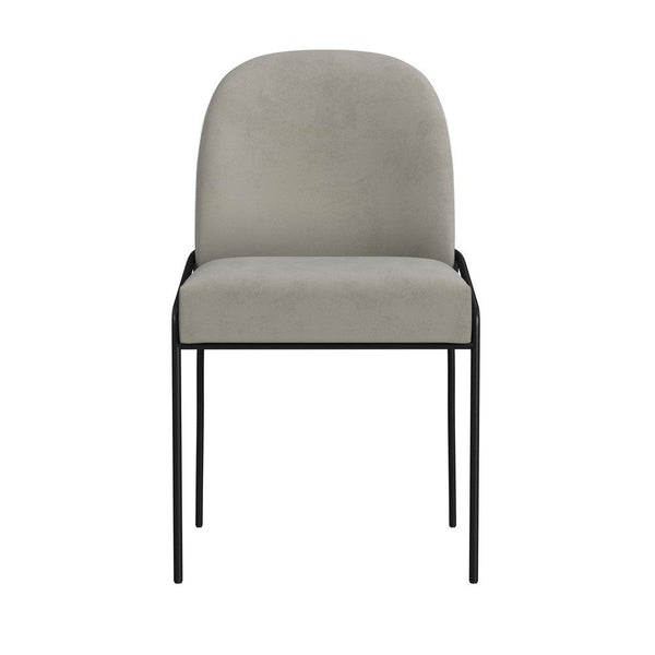 Nik Dining Chair with Curved Backrest, Matte Black Metal, Gray Velvet -BM334505