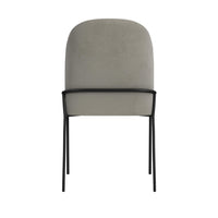 Nik Dining Chair with Curved Backrest, Matte Black Metal, Gray Velvet -BM334505