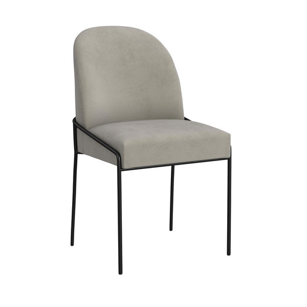 Nik Dining Chair with Curved Backrest, Matte Black Metal, Gray Velvet -BM334505