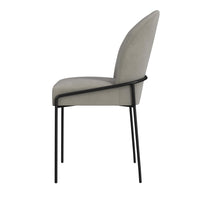 Nik Dining Chair with Curved Backrest, Matte Black Metal, Gray Velvet -BM334505