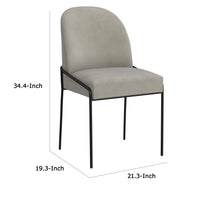 Nik Dining Chair with Curved Backrest, Matte Black Metal, Gray Velvet -BM334505