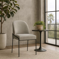 Nik Dining Chair with Curved Backrest, Matte Black Metal, Gray Velvet -BM334505