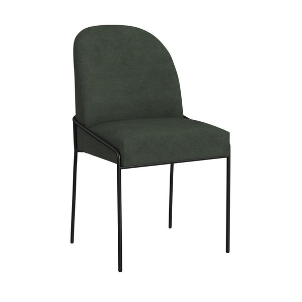 Nik Dining Chair with Curved Backrest, Matte Black Metal, Green Velvet -BM334506