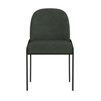 Nik Dining Chair with Curved Backrest, Matte Black Metal, Green Velvet -BM334506