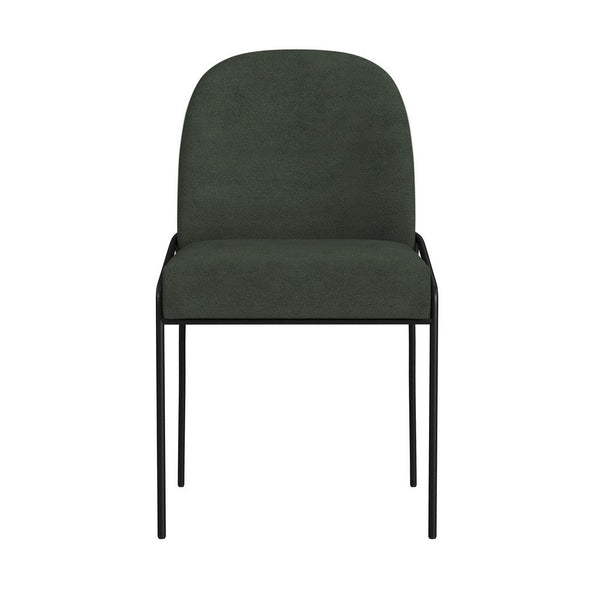 Nik Dining Chair with Curved Backrest, Matte Black Metal, Green Velvet -BM334506