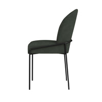 Nik Dining Chair with Curved Backrest, Matte Black Metal, Green Velvet -BM334506