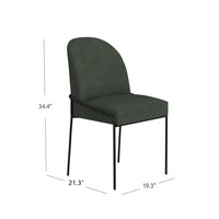 Nik Dining Chair with Curved Backrest, Matte Black Metal, Green Velvet -BM334506