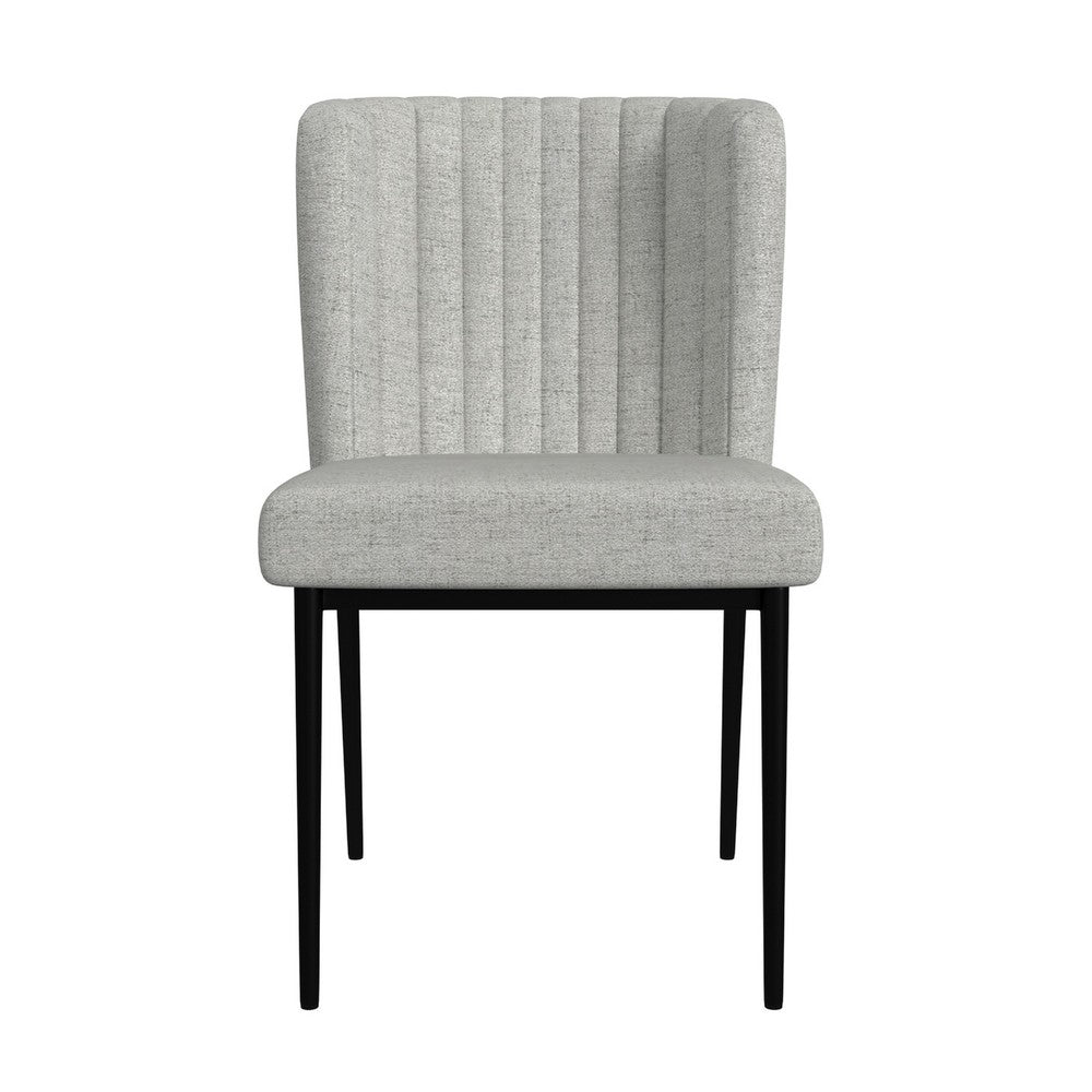 Ole Dining Chair Set of 2, Black Metal, Gray Channel Woven Fabric -BM334507