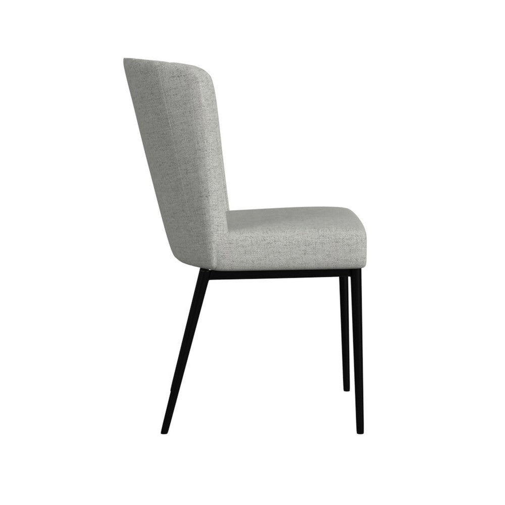 Ole Dining Chair Set of 2, Black Metal, Gray Channel Woven Fabric -BM334507