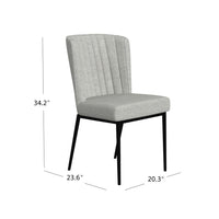 Ole Dining Chair Set of 2, Black Metal, Gray Channel Woven Fabric -BM334507
