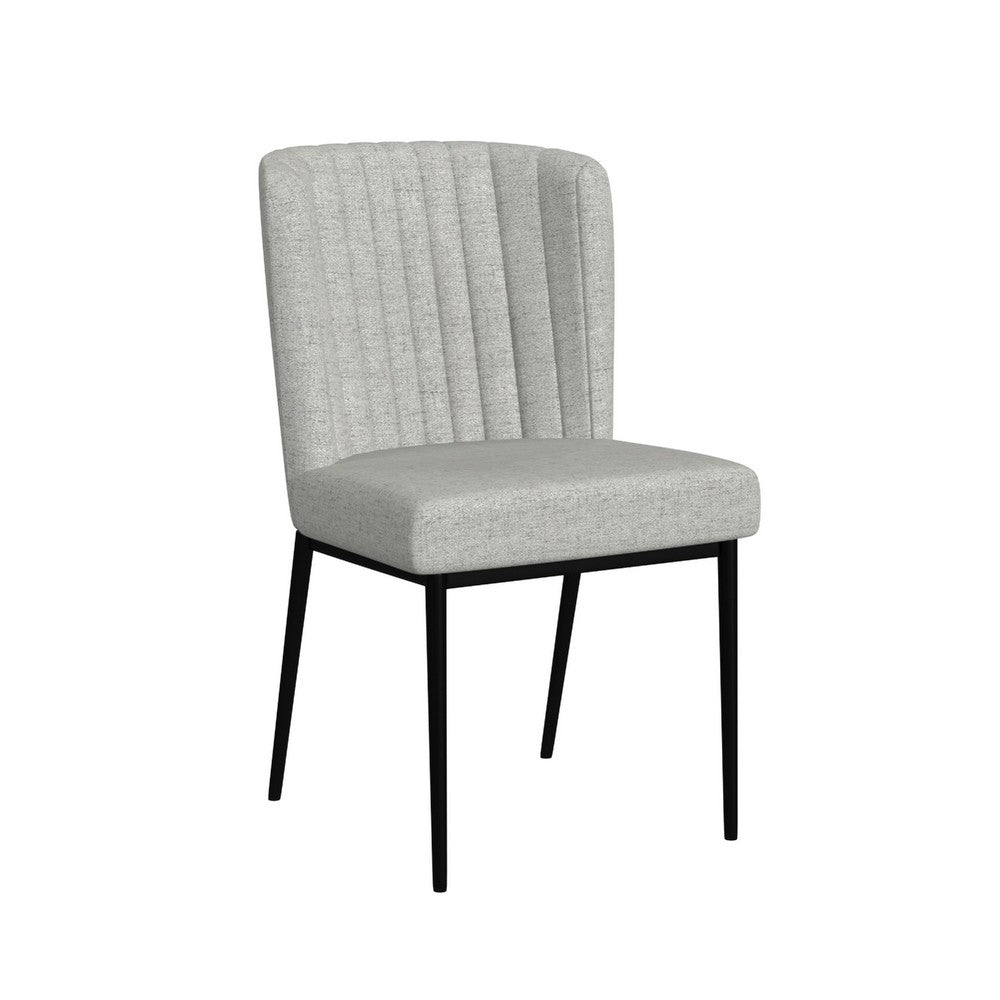 Ole Dining Chair Set of 2, Black Metal, Gray Channel Woven Fabric -BM334507