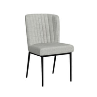 Ole Dining Chair Set of 2, Black Metal, Gray Channel Woven Fabric -BM334507