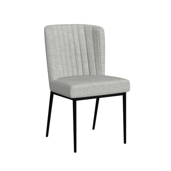 Ole Dining Chair Set of 2, Black Metal, Gray Channel Woven Fabric -BM334507
