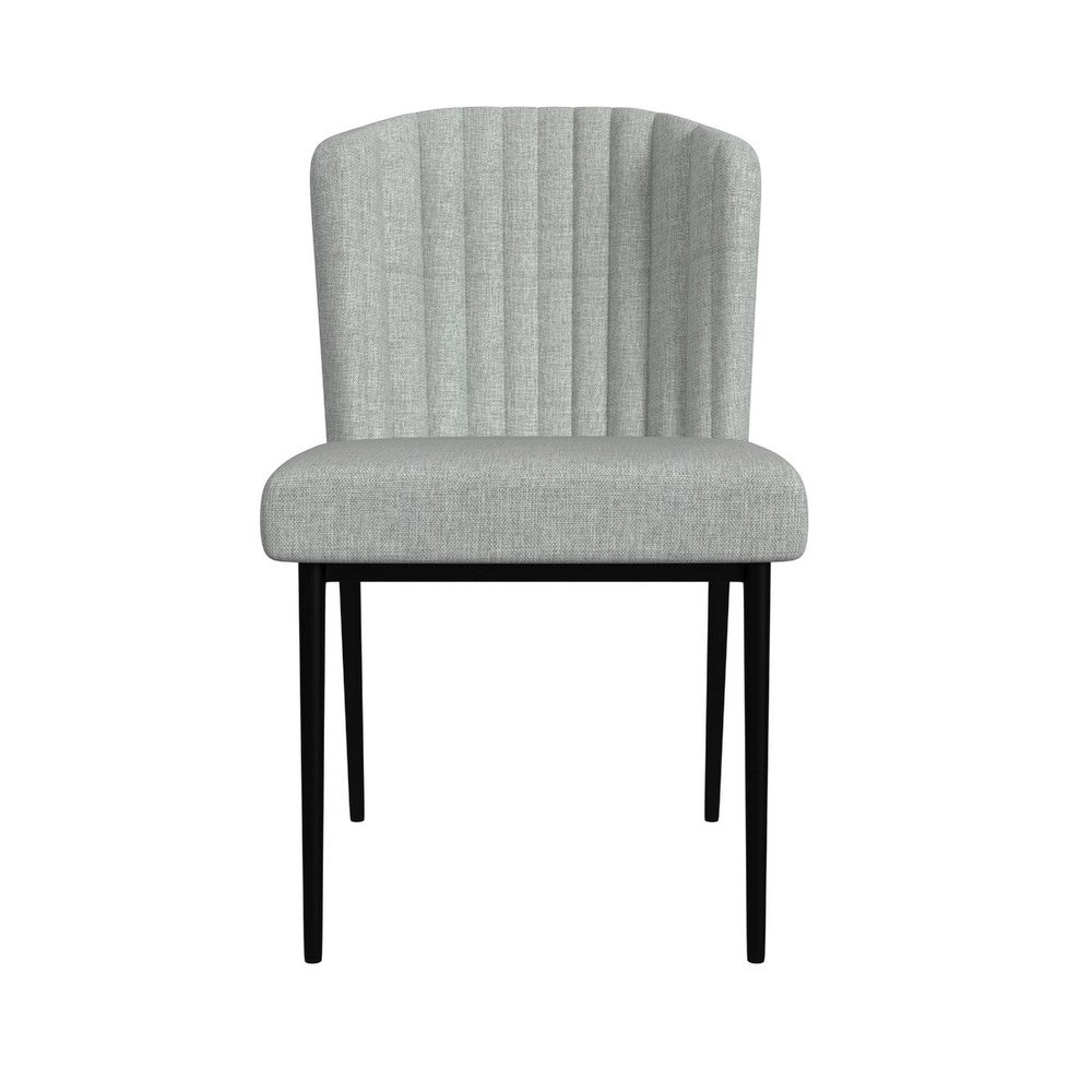 Ole Dining Chair Set of 2, Curved Back, Gray Woven Fabric, Black Metal -BM334508