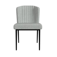 Ole Dining Chair Set of 2, Curved Back, Gray Woven Fabric, Black Metal -BM334508