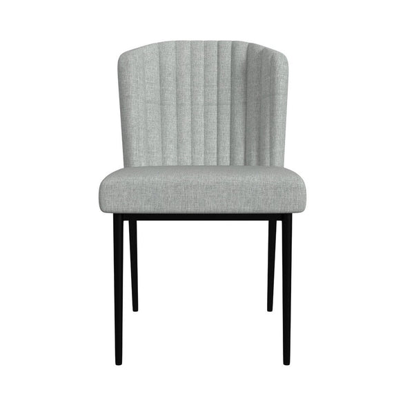 Ole Dining Chair Set of 2, Curved Back, Gray Woven Fabric, Black Metal -BM334508