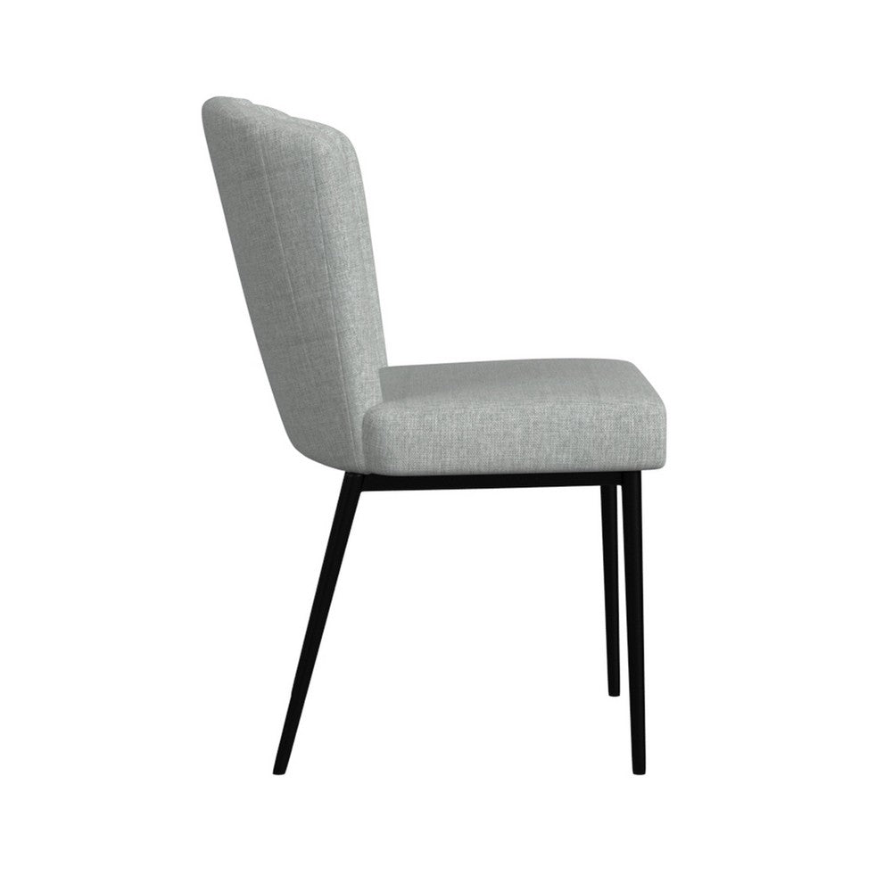 Ole Dining Chair Set of 2, Curved Back, Gray Woven Fabric, Black Metal -BM334508