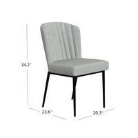 Ole Dining Chair Set of 2, Curved Back, Gray Woven Fabric, Black Metal -BM334508