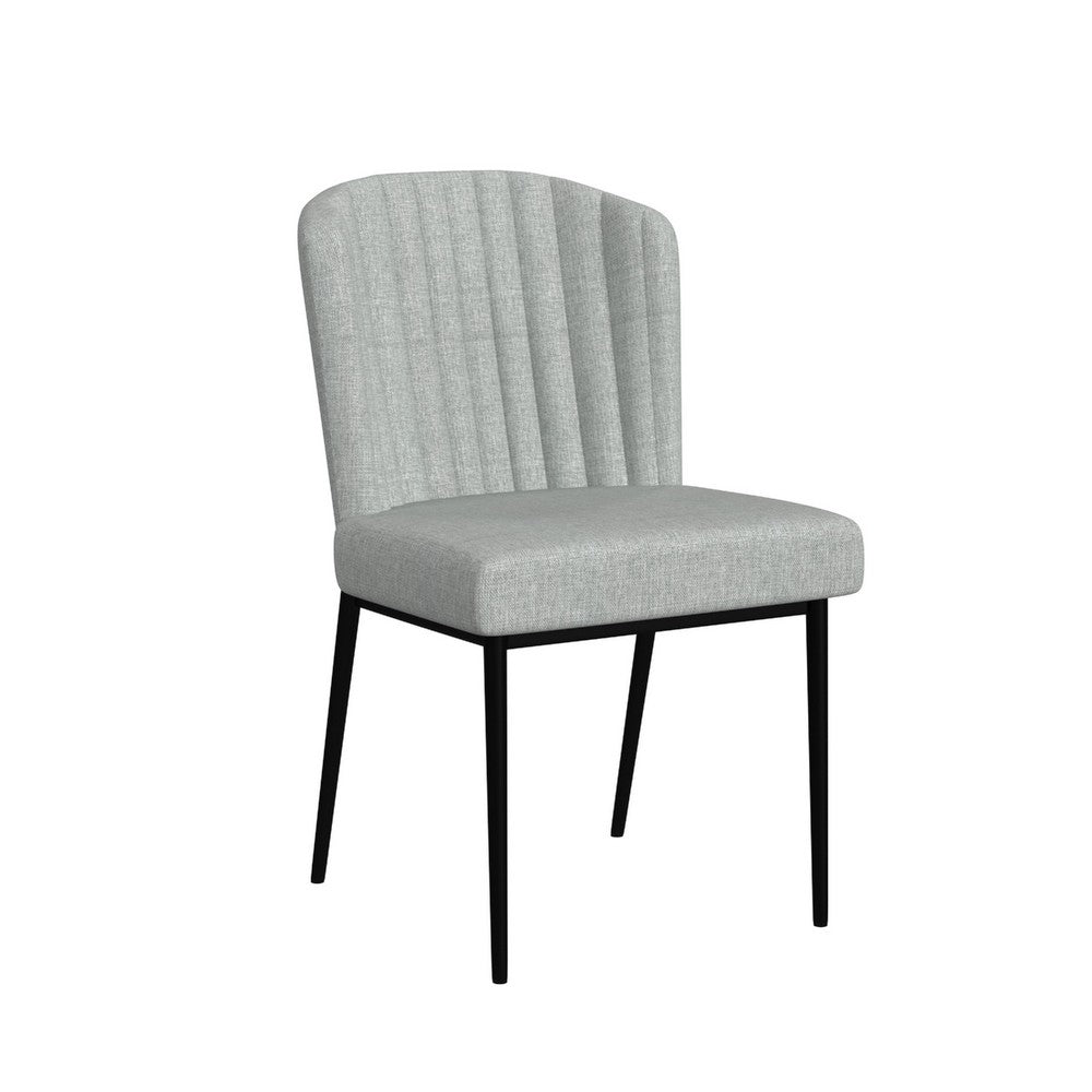Ole Dining Chair Set of 2, Curved Back, Gray Woven Fabric, Black Metal -BM334508