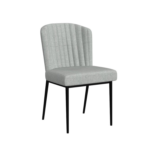 Ole Dining Chair Set of 2, Curved Back, Gray Woven Fabric, Black Metal -BM334508