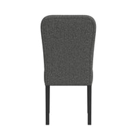 Dining Chair Set of 2, Modern Rounded Back, Black Woven Fabric -BM334509