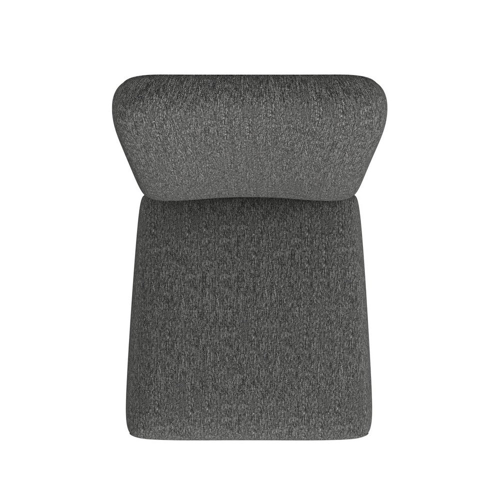 Dining Chair Set of 2, Modern Rounded Back, Black Woven Fabric -BM334509