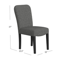 Dining Chair Set of 2, Modern Rounded Back, Black Woven Fabric -BM334509