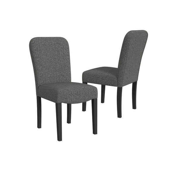 Dining Chair Set of 2, Modern Rounded Back, Black Woven Fabric -BM334509