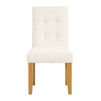 Rei Dining Chair Set of 2, Wood Frame, Cream Linen Woven Textured -BM334511