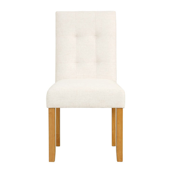 Rei Dining Chair Set of 2, Wood Frame, Cream Linen Woven Textured -BM334511
