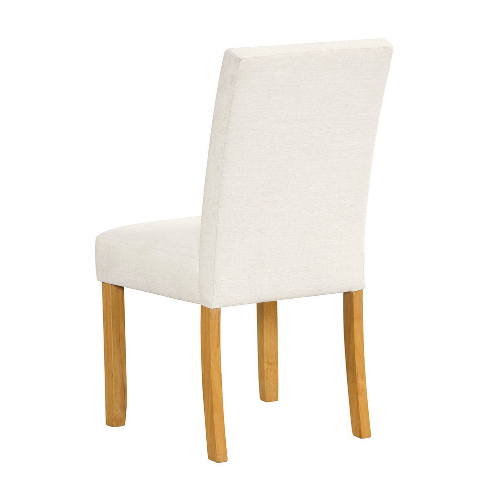 Rei Dining Chair Set of 2, Wood Frame, Cream Linen Woven Textured -BM334511