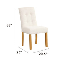 Rei Dining Chair Set of 2, Wood Frame, Cream Linen Woven Textured -BM334511