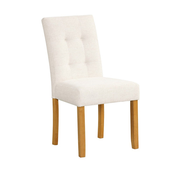 Rei Dining Chair Set of 2, Wood Frame, Cream Linen Woven Textured -BM334511