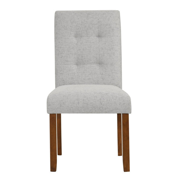 Rei Dining Chair Set of 2, Wood Frame, Tufted Gray Woven Fabric -BM334512