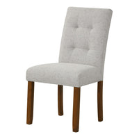 Rei Dining Chair Set of 2, Wood Frame, Tufted Gray Woven Fabric -BM334512