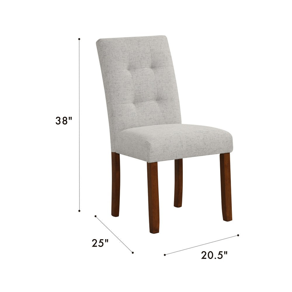 Rei Dining Chair Set of 2, Wood Frame, Tufted Gray Woven Fabric -BM334512