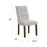 Rei Dining Chair Set of 2, Wood Frame, Tufted Gray Woven Fabric -BM334512
