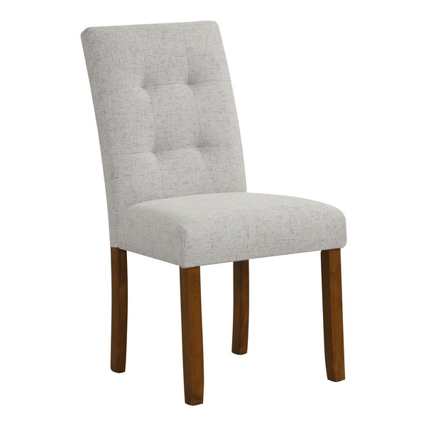 Rei Dining Chair Set of 2, Wood Frame, Tufted Gray Woven Fabric -BM334512