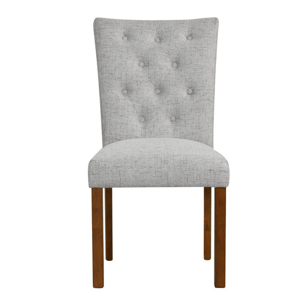 Rei Parsons Dining Chair Set of 2, Gray Woven Button Tufted Fabric -BM334513